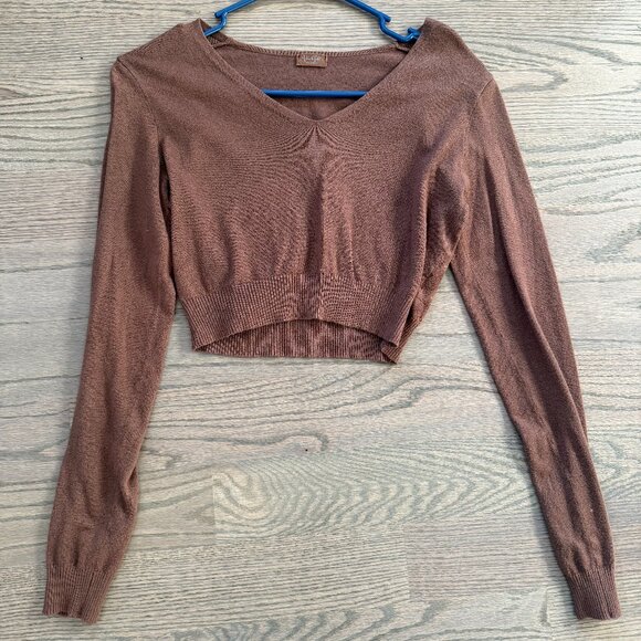 Cropped Pacsun Brown Long Sleeve Top- Small - Picture 1 of 3